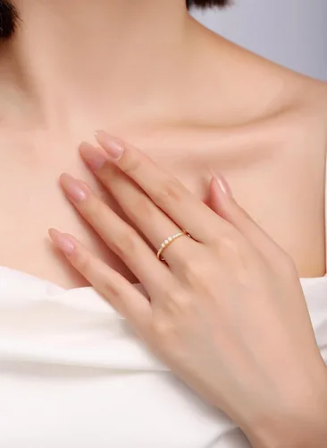 Vista 4 de AFFY - Anillo refinado con ópalo sintético y oro de 14 quilates sobre plata para mujeres, joyas apilables
