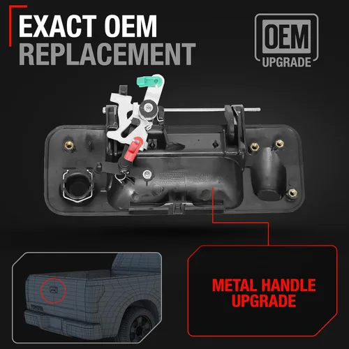 Vista 3 de Reemplazo del montaje de la manija del portón trasero, metal mejorado, compatible con Toyota Tundra 2007-2013, pestillo exterior para portón