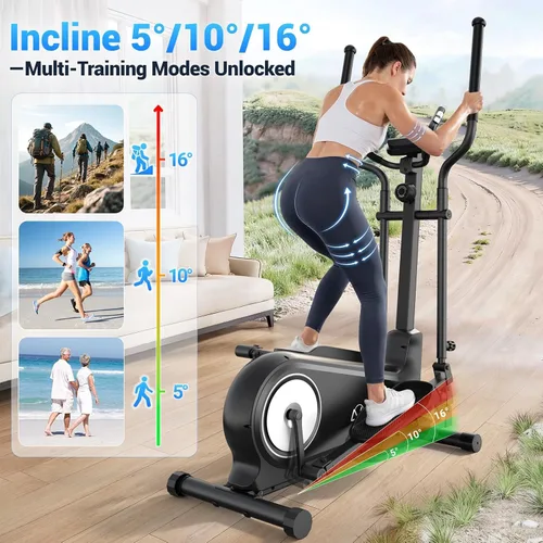 Vista 3 de ANCHEER Máquina elíptica de ejercicios, entrenador elíptico para gimnasio en casa, equipo de ejercicio de peso máximo de 550 libras, máquina