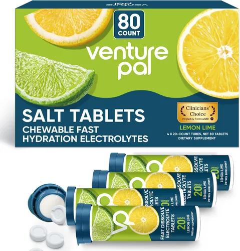 Vista 12 de Venture Pal Tabletas de electrolitos masticables, 80 tabletas de sal de disolución rápida sin azúcar, sin gluten, paquete variado para hidratación