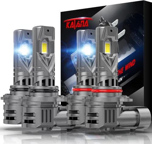 Vista 13 de KATANA Bombillas H4 mejoradas, 18000LM 6500K xenón blanco súper brillante tamaño mini con ventilador de refrigeración, luz antiniebla lista