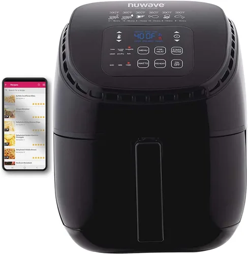 Vista 9 de Nuwave Brio - Freidora de aire digital saludable de 6 cuartos con controles digitales de un solo toque, 6 funciones de menú preestablecidas e