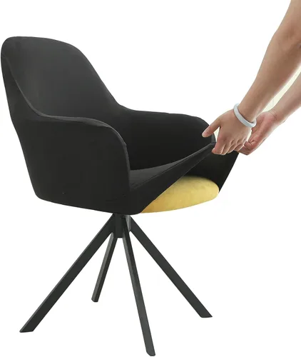 Vista 18 de Iauddy Funda de Silla Giratoria de Acento para Comedor para Oficina, Funda Elástica para Silla de Escritorio de Oficina de Respaldo Medio Protector