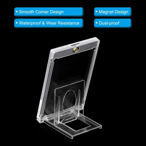 Vista 5 de PATIKIL Tarjetero magnético con soporte, 1 juego de 35 PT de plástico duro transparente, protector impermeable para almacenamiento de tarjetas Dorado