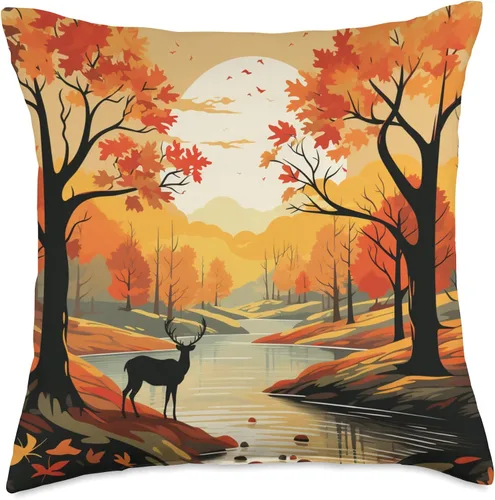 Vista 5 de Fall Leaves autumn orange pumpkin pattern Fall Dear Pattern - Almohada de hojas de color otoñal, 16 x 16 pulgadas, multicolor