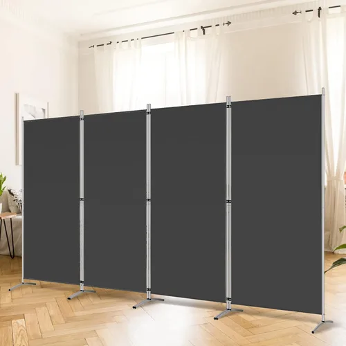 Vista 19 de RANTILA Divisor de habitación de 4 paneles, pantalla de privacidad plegable de 6 pies con pies anchos, partición independiente para separación