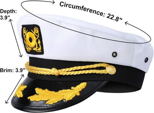 Vista 3 de Funny World Sombrero de capitanes de yate barco marino marinero gorra Almirante