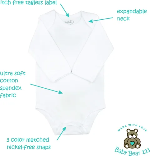 Vista 15 de 123 Bear Baby Cotton Spandex Infant Bodysuits Long Sleeve and Short Sleeve