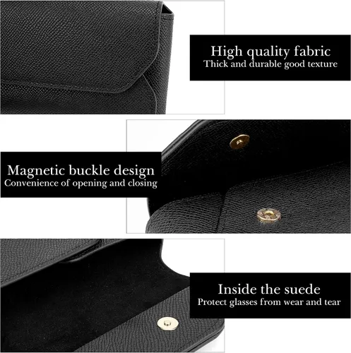 Vista 4 de Linkidea Extra Large Sunglasses Pouch Bag Compatible with RayBan Metal AviatorNew WayfarerAviator Maxmore