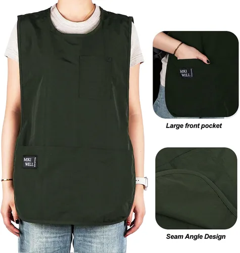 Vista 3 de Delantal impermeable unisex de trabajo con 4 bolsillos, delantal tipo faja, ultraligero, para chef y camarero, overol de trabajo