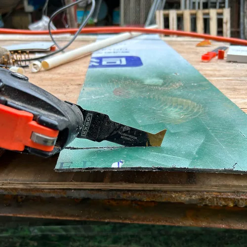 Vista 8 de XXGO 3 piezas extra larga corte de metal titanio oscilante multiherramienta hoja Lo mejor para cortar clavos de metal de plástico de madera en un
