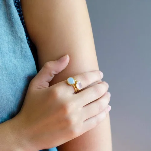 Vista 132 de Oval Birthstone Ring Bezel Set in Vermeil Gold, Sterling Silver, or Rose Gold, Stacking Birthstone Ring [rOMB]