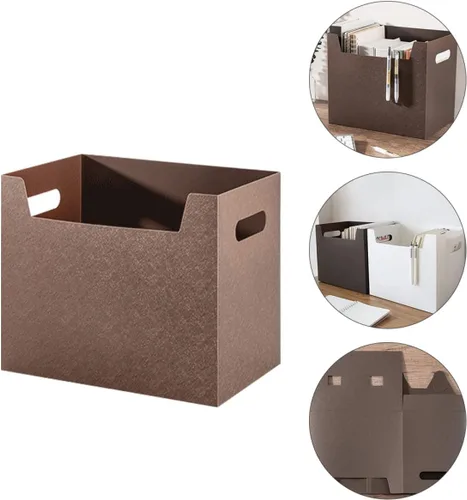 Vista 6 de Cajas de almacenamiento de plástico con asa, canastas plegables para estantes, contenedores de almacenamiento decorativos, impermeables