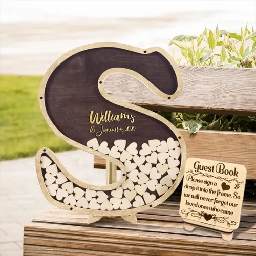 Vista 8 de Libro de invitados personalizado, alternativa al libro de visitas de boda, alfabeto de madera personalizado para libro de visitas, ideas de boda