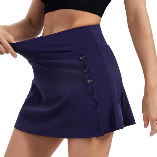 Vista 6 de Blaosn Faldas atléticas para mujer, gimnasio, yoga, entrenamiento, golf, tenis, falda pantalón de cintura alta con bolsillos, ropa bonita de verano