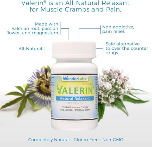 Vista 4 de Relajante natural de valeriana para alivio de tensión, alivio del estrés, calambres en las piernas y otros calambres musculares, magnesio, flor