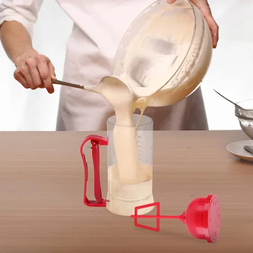 Vista 4 de Keenso Dispensador eléctrico de masa para panqueques, dosificador mezclador de capacidad de 40.6 fl oz para hornear cupcakes, magdalenas
