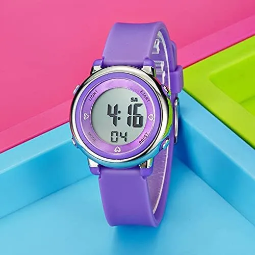 Vista 6 de Relojes digitales para mujer, pantalla LED, correa de silicona, reloj militar, multifunción, impermeable, alarma, cronómetro, retroiluminación LED