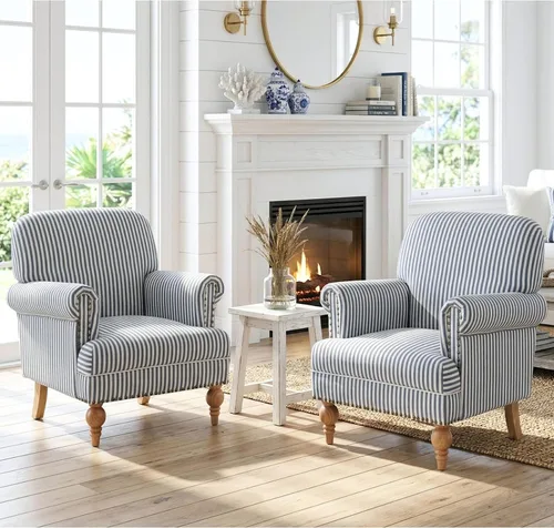 Vista 10 de DM Furnitue - Silla de acento moderna, sillas de brazo cómodas, silla de salón tapizada cómoda, sofá individual/sofá para dormitorio/sala de estar