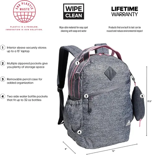 Vista 2 de adidas Mochila Escuadrón Jersey Onix GrisBliss Pink Mochila Squad