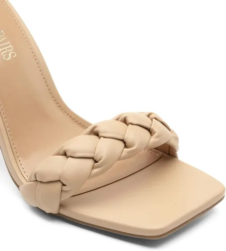Vista 5 de DREAM PAIRS - Sandalias de tacón cuadrado para mujer, con tira trenzada de tobillo y punta abierta, zapatos de tacón alto para fiestas, bodas