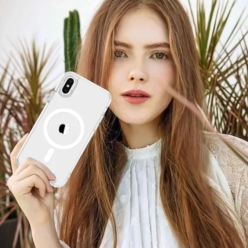 Vista 761 de Anuck - Funda magnética para iPhone 11 compatible con MagSafe, carcasa trasera mate translúcida dura, borde de TPU, delgada, resistente a impactos