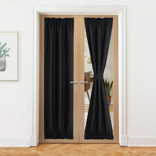 Vista 147 de NICETOWN Cortinas de Lino para Puerta Lateral - Cortinas Opacas con Aislamiento Térmico para Puerta Delantera Francesa para Sombra Pequeña