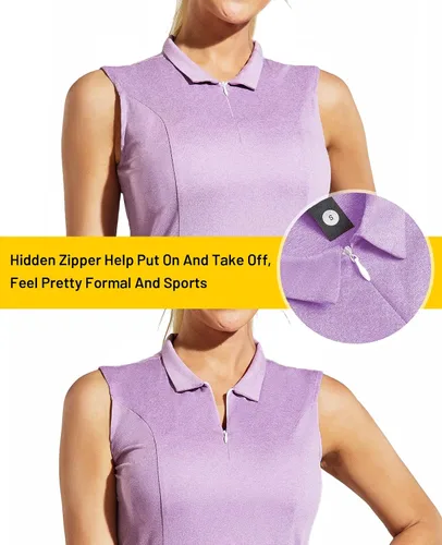 Vista 2 de MIER Women's Sleeveless Golf Shirt Tank Top Collared Tennis Polo Shirts with Zip Quick Dry