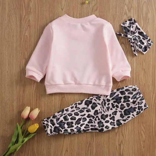 Vista 7 de Madjtlqy Conjunto de ropa para bebé recién nacido, camiseta estampada con estampado de leopardo y diadema