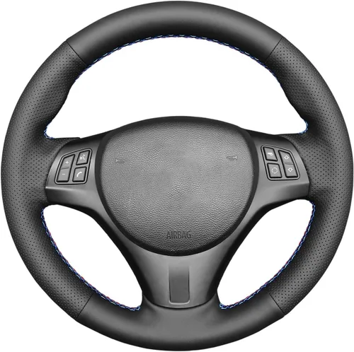 Vista 8 de MEWANT Funda de volante para BMW E90 M Sport E81 E82 E87 E88 E91 E92 E93 M3 E90 E92 de gamuza negra