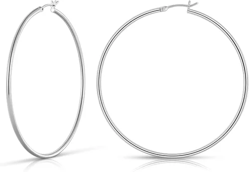 Vista 49 de Aretes de aro de oro para mujer chapados en oro real de 14 quilates con poste de plata de ley 925 Dorado