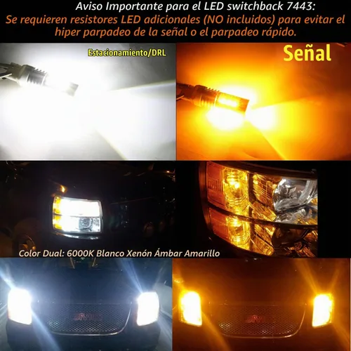 Vista 2 de Alla Lighting BAY15D 1157 Switchback Luces LED de Señal de Giro, Color Dual Ámbar Amarillo/Blanco 6000K 12V 3496 7528 2357NAK 2357AK Extremadamente