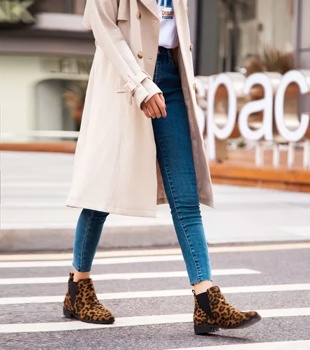 Vista 6 de MaxMuxun - Botas Chelsea de gamuza sintética de caña baja sin tacón para mujer, clásicos y cómodos