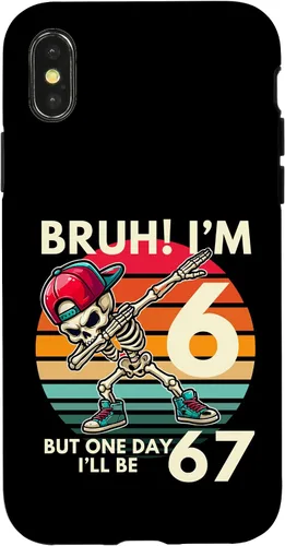 Vista 5 de Bruh I'm 6 But One-Day I'll Be 67 Retro 6th Birthday Kids Case for iPhone XR