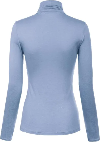 Vista 3 de MixMatchy Camisetas de manga larga delgadas y ligeras para mujer, cuello alto, capa base, camisetas activas
