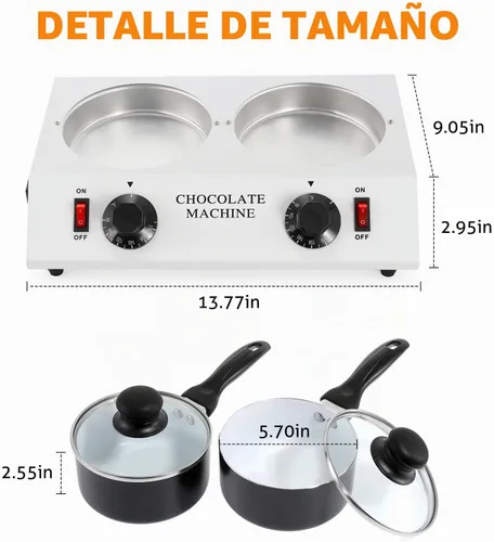 Vista 5 de WICHEMI Olla para derretir chocolate, calentador de chocolate, derretidor de chocolate, máquina de templado de chocolate, olla para el hogar, fusión