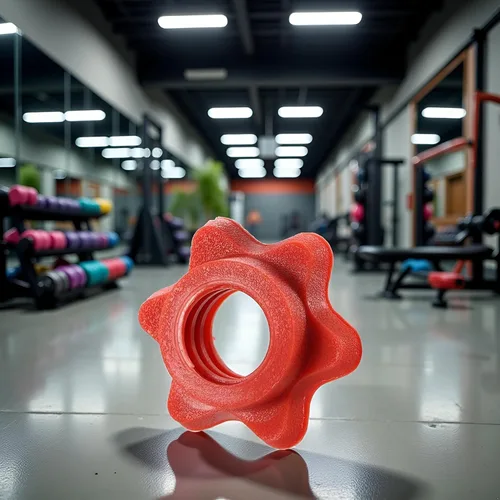 Vista 5 de Mancuerna fija roja, tuerca de mancuerna antideslizante, accesorios de levantamiento de pesas hexagonales, collar de barra de barra de tuerca