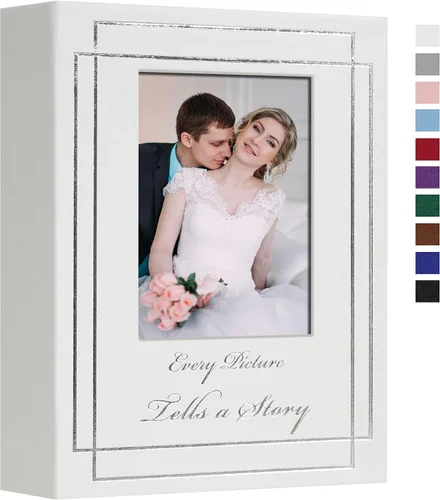 Vista 13 de Álbum de fotos de 4 x 6 pulgadas (10 x 15 cm) con 50 fotos, cubierta de cuero, álbum de fotos para bodas, gran capacidad, libro de imágenes