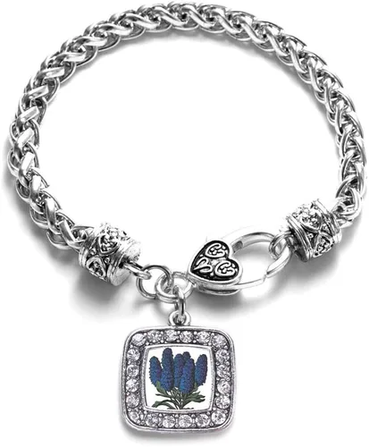 Vista 165 de Pulsera de dijes cuadrados de plata con joyería de circonita cúbica