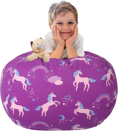 Vista 38 de Aubliss - Silla de almacenamiento para peluches en forma de puf (Estrella Aqua, Mediana (32"))
