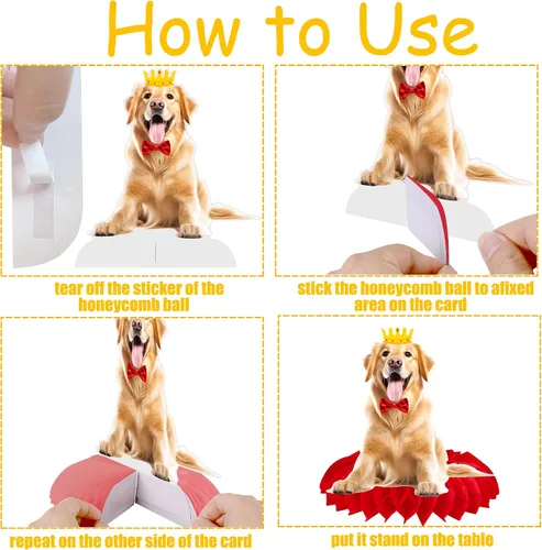 Vista 5 de Golden Retriever - Centros de mesa de panal de abeja para decoración de mesa de fiesta de perro, 12 piezas, decoraciones de fiesta de cumpleaños