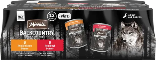 Vista 14 de Merrick Backcountry - Comida húmeda sin cereales para perros, comida de carne de res real, (12) latas de 12.7 onzas