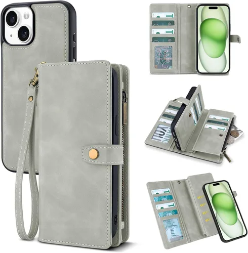 Vista 69 de TwoHead Funda tipo cartera para iPhone 12 Pro Max con tarjetero, funda magnética desmontable para teléfono 12 Pro Max, piel sintética, a prueba