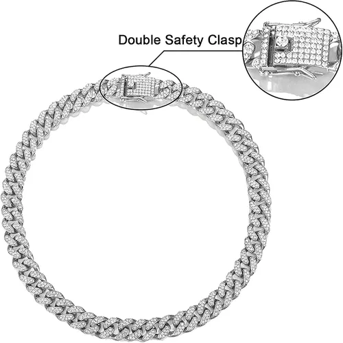 Vista 3 de MOFEIJEWEL Miami Cuban Link Chain Necklace Bling CZ Diamonds Chain Iced Out Hip Hop Jewelry Gifts for Men Women Gold Silver 18" 20" 22