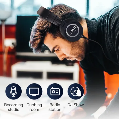 Vista 6 de JOYO - Auriculares de monitor de estudio con cable para grabación de audio, auriculares de diadema para mezclador, amplificador, podcast, teclado