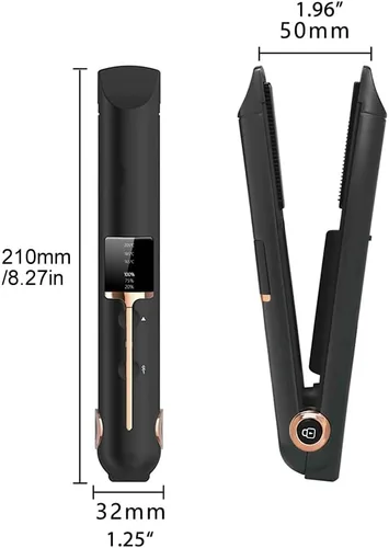 Vista 3 de Yinhing Alisador y rizador de pelo 2 en 1, carga USB inalámbrica, 3 temperaturas ajustables 165 185 205 con pantalla LED, para fino, medio corto