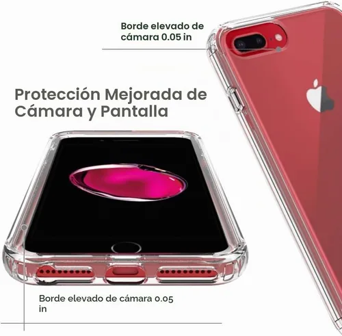 Vista 5 de Funda protectora sólida de cristal resistente de 360° con protector de pantalla compatible con iPhone 7 Plus/8 Plus (5.5 pulgadas), transparente