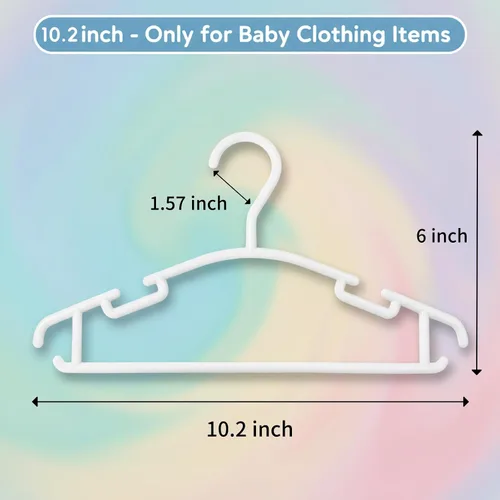 Vista 2 de [Usado] GoodtoU Perchas para niños, paquete de 100 perchas blancas de 10.2 pulgadas para bebés y niños pequeños, ropa pequeña para organización