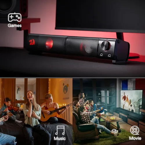 Vista 8 de Redragon GS550 Altavoces para PC de Gaming, Barra de Sonido de Escritorio de 2.0 Canales con Tamaño Compacto y Maniobrable, Jack para Auriculares
