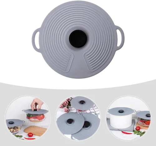 Vista 8 de Tapa universal de silicona para ollas y cuencos, reutilizable, elástica, cubierta de almacenamiento de alimentos, resistente al calor, tapa